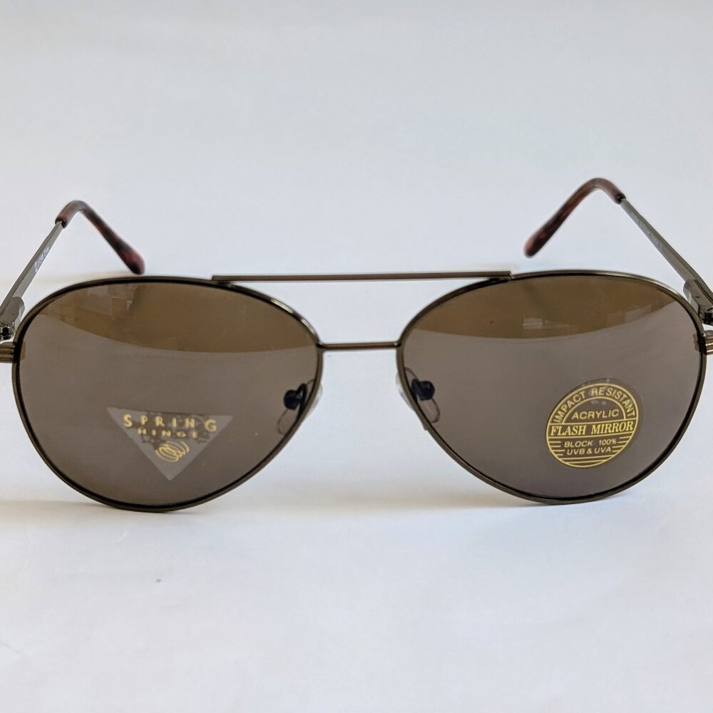 NWT Vintage 90's Aviator Metal Double Bridge Sport Sunglasses (S. Brown)